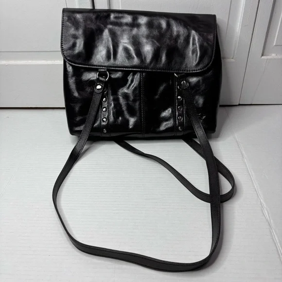 PATRICIA NASH Amersham Soft Black Oil Waxed Nappa Leather Messenger Bag - Picture 1 of 7